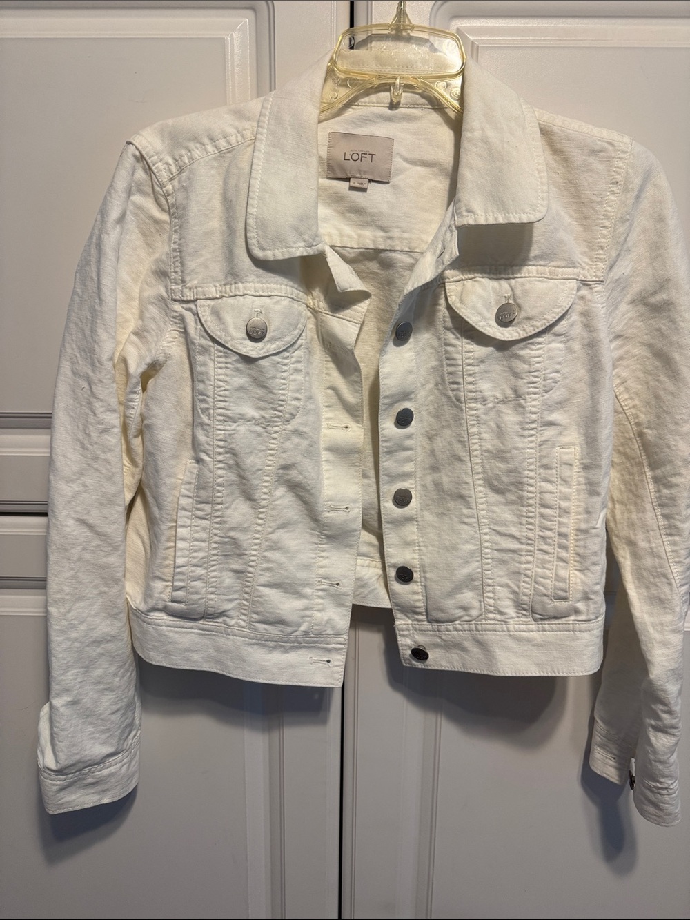 LOFT Women's Cream-White Denim Jacket